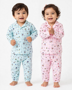 Fly Step Kids Nightwear Baby Boys & Baby Girls Printed Cotton Blend