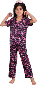 Clothe Funn Kids Nightwear Girls Printed Cotton