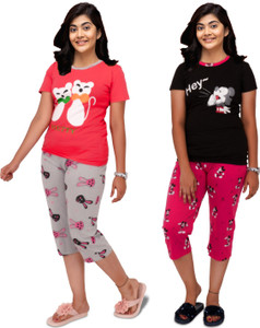 CNT Kids Nightwear Girls Printed Cotton Blend