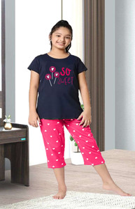 DRUZZEE Kids Nightwear Girls Printed Cotton Blend