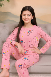 devdatt Kids Nightwear Girls Printed Cotton