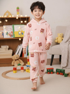 Uttam Kids Nightwear Boys & Girls Printed Fleece Blend