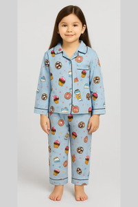 tiny hugs Kids Nightwear Girls Printed Cotton