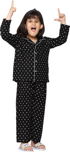mininest Kids Nightwear Baby Boys & Baby Girls Polka Print Rayon