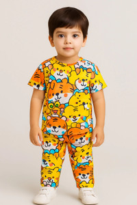 EMBLICA Kids Nightwear Boys & Girls Printed Cotton Blend