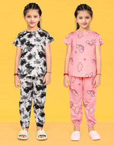 KHODAL ENTRPISE Kids Nightwear Boys & Girls Printed Cotton Blend