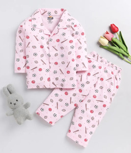 LACIA LOBO Kids Nightwear Baby Boys & Baby Girls Printed Cotton Blend