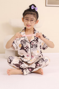 devdatt Kids Nightwear Girls Printed Polyester Blend