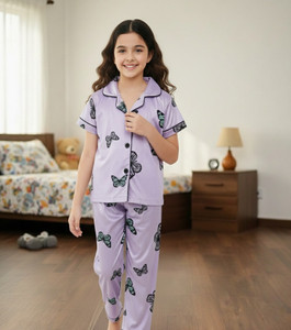 PRANIL ENTERPRISE Kids Nightwear Baby Boys & Baby Girls Printed Cotton Blend
