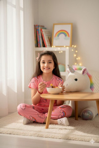 Amrutiya Enterprises Kids Nightwear Girls Colorblock Cotton