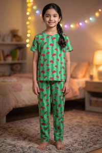 P THREE Kids Nightwear Girls Polka Print Cotton