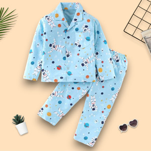 LACIA LOBO Kids Nightwear Baby Boys & Baby Girls Printed Cotton Blend