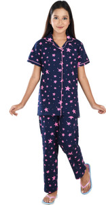 Clothe Funn Kids Nightwear Girls Printed Cotton