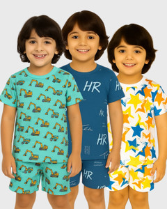 tiny hugs Kids Nightwear Boys Printed Cotton