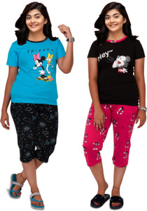 CNT Kids Nightwear Girls Printed Cotton Blend