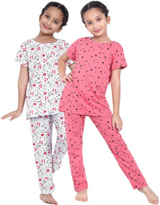 fasla Kids Nightwear Girls Printed Cotton