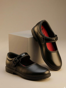 Carbon Girls Buckle School Shoes