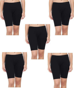 NIORT FASHION Short For Girls Casual Solid Cotton Blend