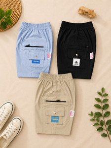 Shree Balaji Garment Short For Boys Casual Solid Cotton Blend