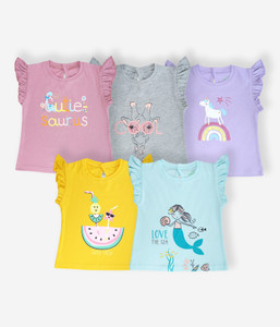 YUV Baby Girls Printed Pure Cotton Regular T Shirt