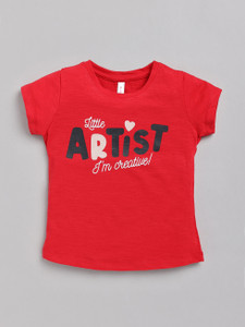 Ginie Girls Printed Pure Cotton Regular T Shirt