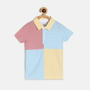 MINI KLUB Boys Striped Pure Cotton Regular T Shirt