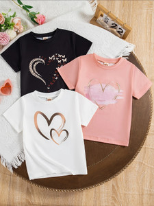 Luke and Lilly Girls Printed Cotton Blend Regular T Shirt