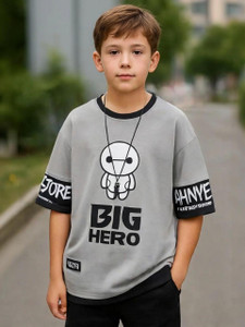 Ticoss Boys Printed Cotton Blend Regular T Shirt