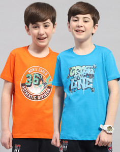 MONTE CARLO Boys Printed Cotton Blend Regular T Shirt