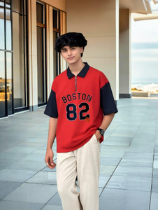 FASTCRY Boys Printed Cotton Blend Oversized T Shirt