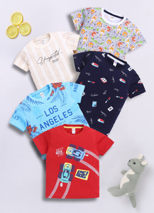 LITTLE NINJA Baby Boys Printed Pure Cotton Regular T Shirt