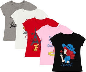 Fasla Baby Girls Graphic Print Cotton Blend Regular T Shirt