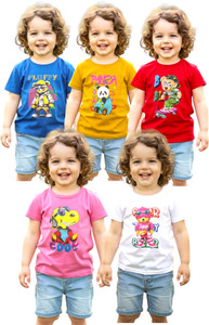 SRG Creation Boys & Girls Cartoon Pure Cotton Regular T Shirt