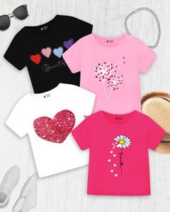 BMG TRENDZZ Girls Abstract Cotton Blend Regular T Shirt