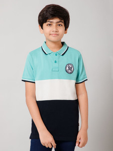 PROVOGUE Boys Colorblock Cotton Blend Regular T Shirt