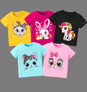 HEYDALS Girls Printed Cotton Blend Regular T Shirt