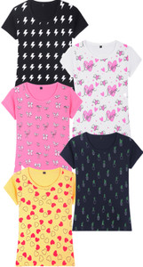 FAZZA Girls Printed Pure Cotton Regular T Shirt