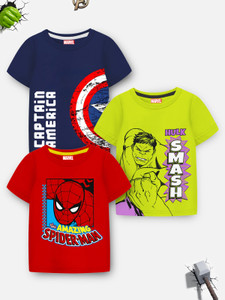 MARVEL BY MISS & CHIEF Boys Cartoon/Superhero Cotton Blend Regular T Shirt