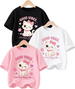 JSK Creation Girls Printed Cotton Blend Regular T Shirt