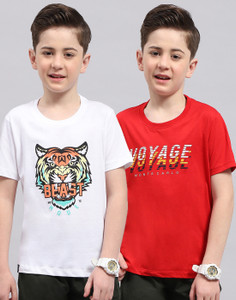 MONTE CARLO Boys Printed Pure Cotton Regular T Shirt
