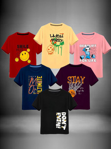CUTE TREND Boys Printed Pure Cotton Regular T Shirt