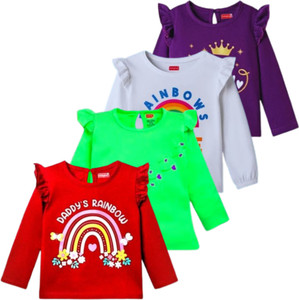 LEROO Girls Printed Pure Cotton Regular T Shirt