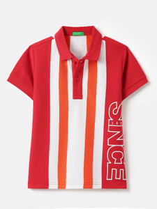United Colors of Benetton Boys Striped Pure Cotton Regular T Shirt