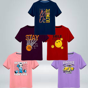 Fashionate World Boys Printed Pure Cotton Regular T Shirt