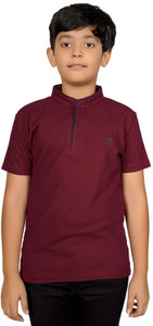 QUACKLY Boys Solid Pure Cotton Regular T Shirt