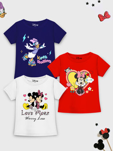 DISNEY BY MISS & CHIEF Girls Graphic Print Cotton Blend Regular T Shirt