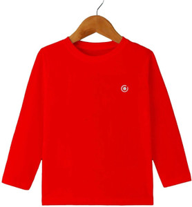 UNFLD Boys & Girls Solid Cotton Blend Regular T Shirt