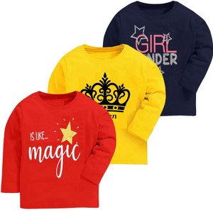 fasla Girls Printed Cotton Blend Regular T Shirt