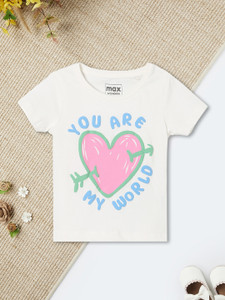 MAX Baby Girls Printed Pure Cotton Regular T Shirt