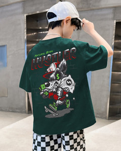 Trip colours Boys Solid, Military Camouflage Cotton Blend Oversized T Shirt